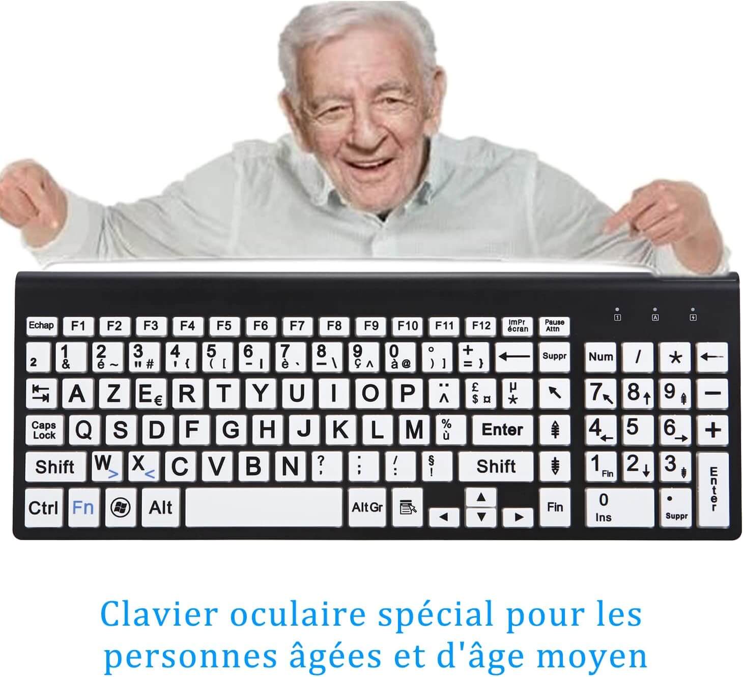 Clavier sans fil senior malvoyant dmla grosse touche